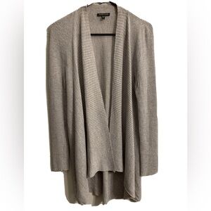 Eileen Fisher Women Large Gray 100% Wool Open Duster Textured Cardigan